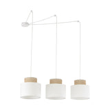 DUO White Jute Natural Suspension Pendant Ceiling Light Fixture for Kitchen Island, Dining Room & Living Room (3-Light)