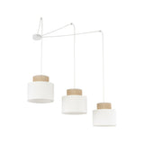 DUO White Jute Natural Suspension Pendant Ceiling Light Fixture for Kitchen Island, Dining Room & Living Room (3-Light)