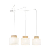 DUO White Jute Natural Suspension Pendant Ceiling Light Fixture for Kitchen Island, Dining Room & Living Room (3-Light)