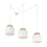 DUO White Jute Natural Suspension Pendant Ceiling Light Fixture for Kitchen Island, Dining Room & Living Room (3-Light)