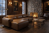 Valentina Distressed Leather Recliner Sectional Sofa