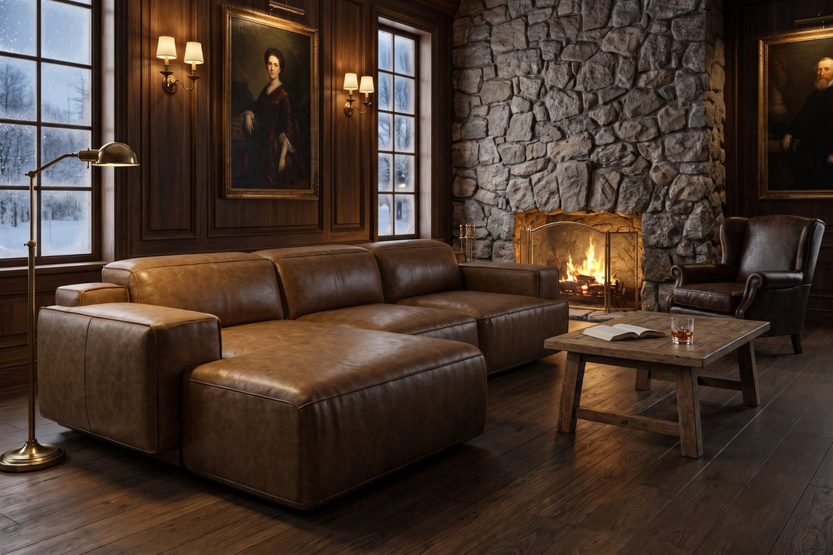 Valentina Distressed Leather Recliner Sectional Sofa