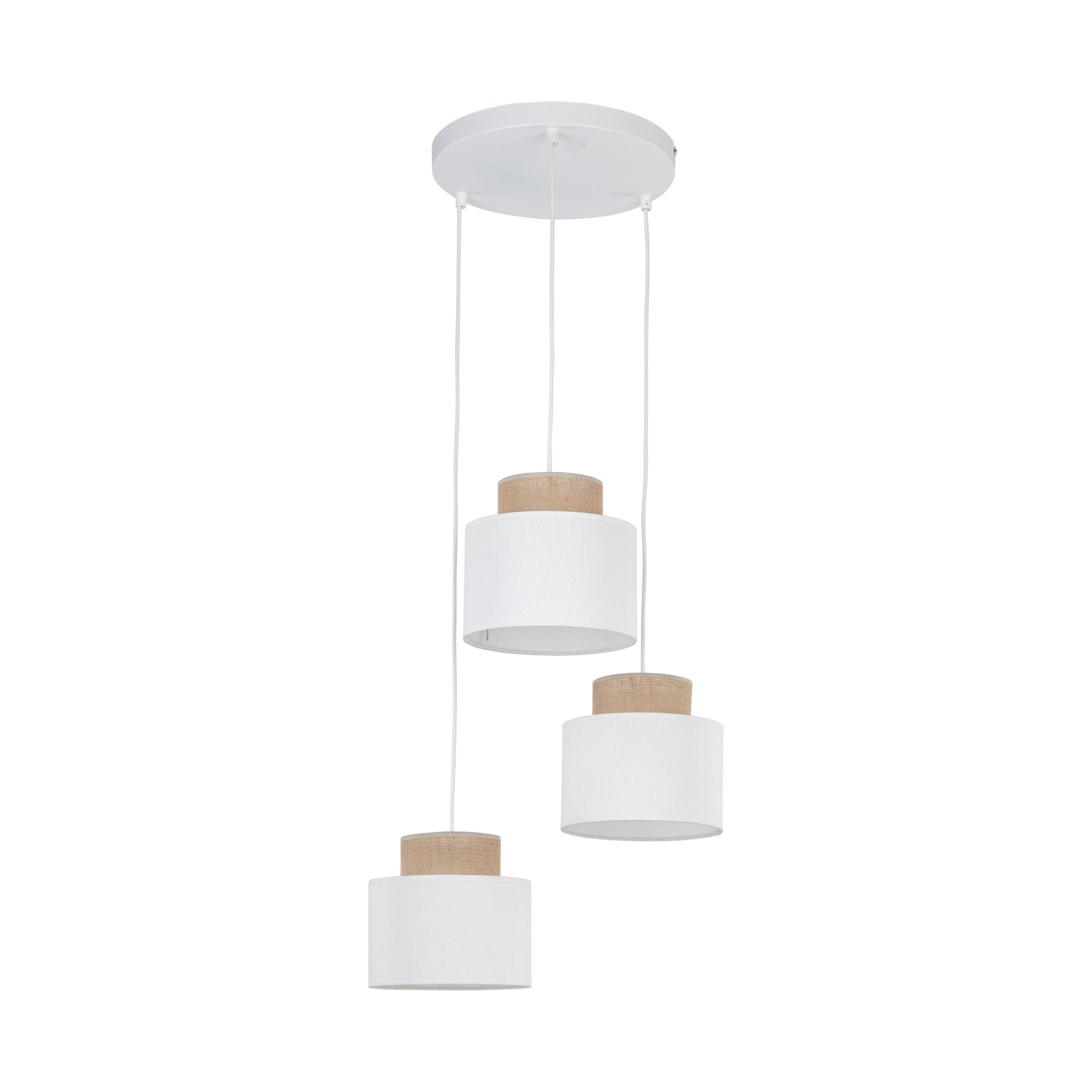 DUO White Jute Natural Pendant Light 3