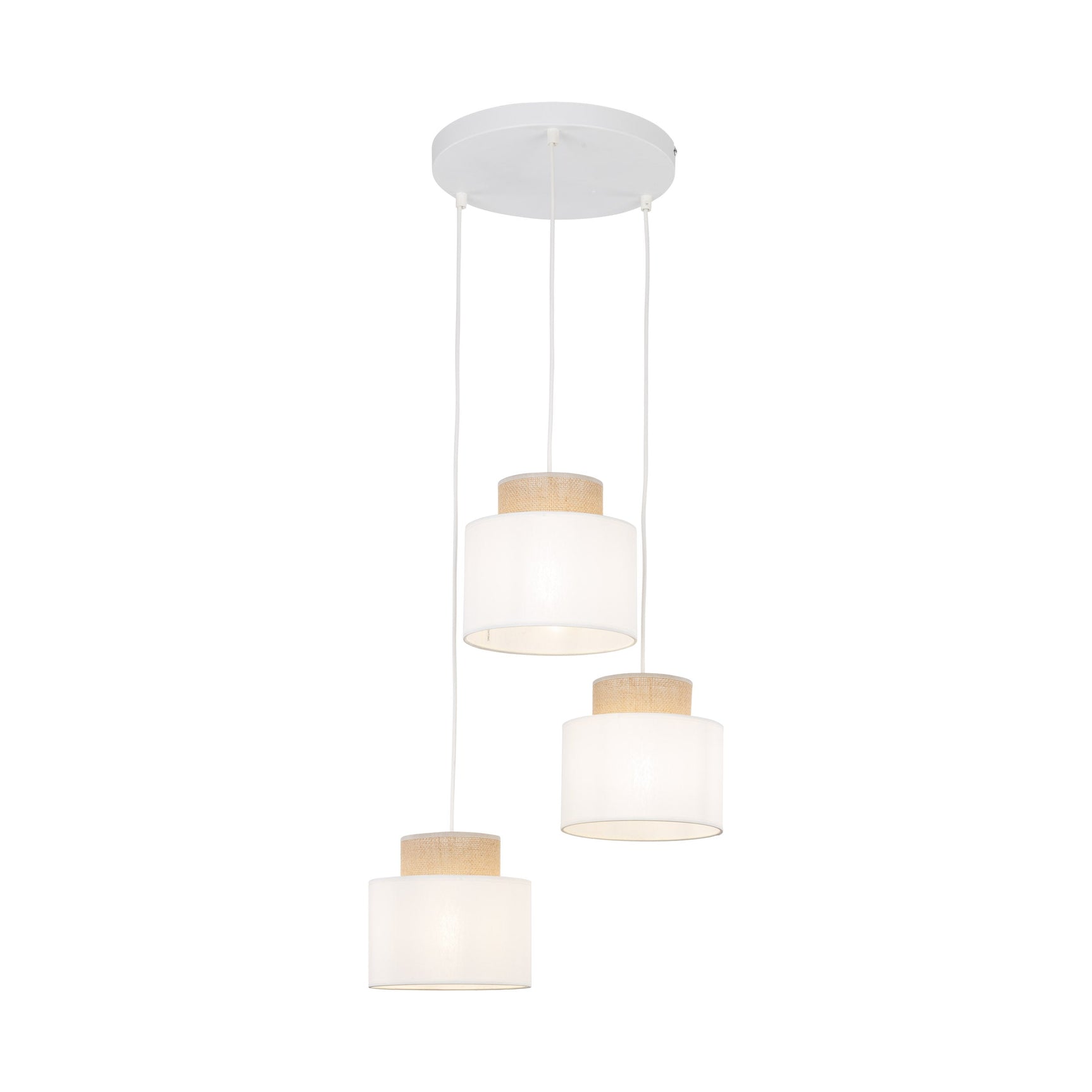 DUO White Jute Natural Pendant Light 3
