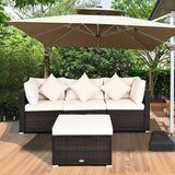 4 Pieces Ottoman Garden Patio Rattan Wicker Furniture Set with Cushion