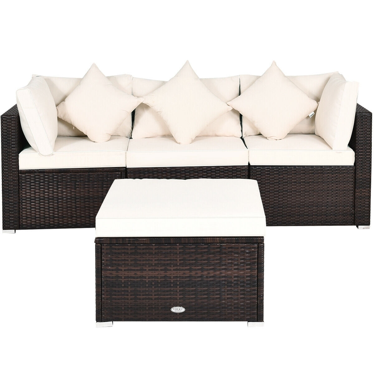 4 Pieces Ottoman Garden Patio Rattan Wicker Furniture Set with Cushion