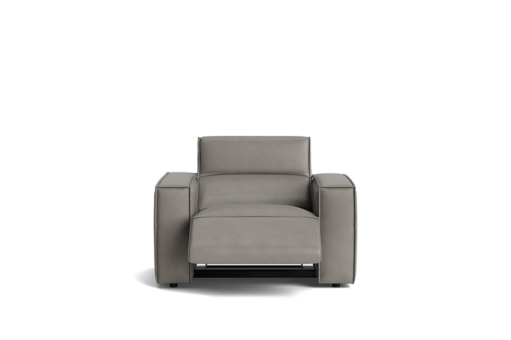 Valencia Emery Top Grain Leather Recliner Seat, Light Grey