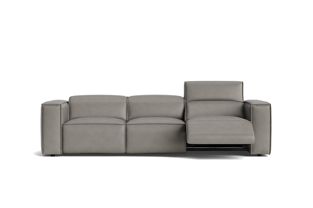 Valencia Emery Leather Recliner Three Seats Sofa, Light Grey