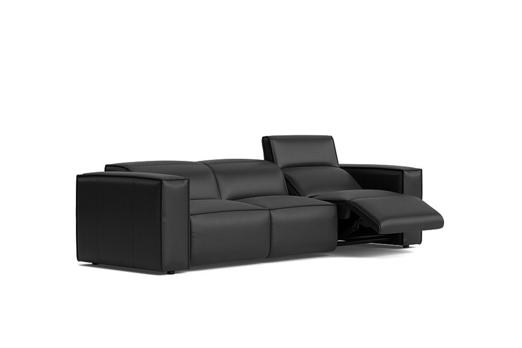 Valencia Emery Leather Recliner Three Seats Sofa, Black