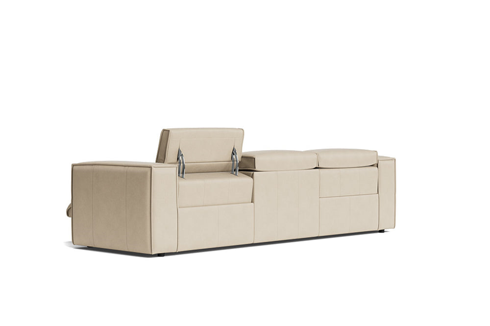 Valencia Emery Leather Recliner Three Seats Sofa, Beige