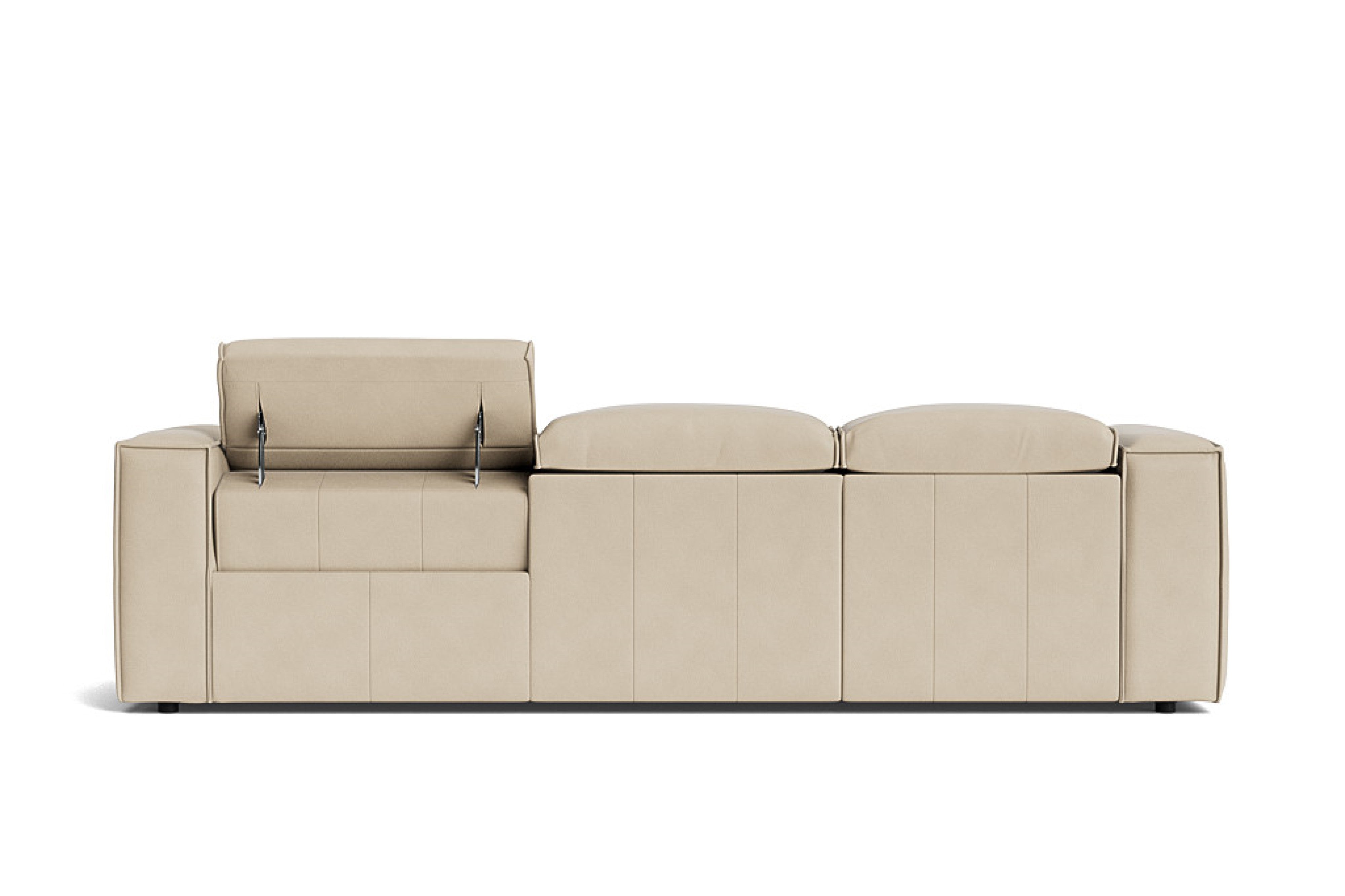 Valencia Emery Leather Sectional Sofa, Recliner Three Seats with Left Chaise, Beige