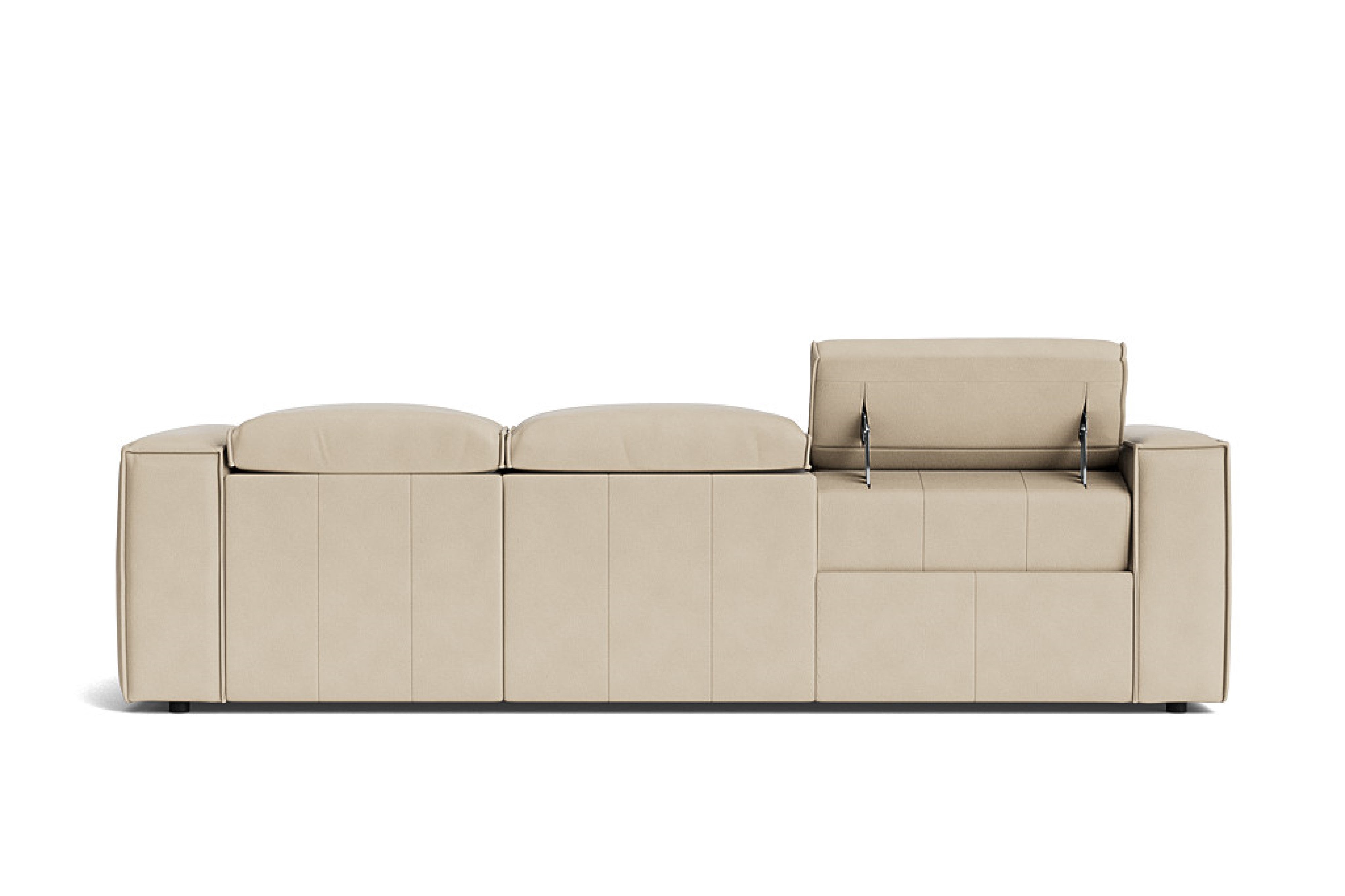 Valencia Emery Leather Sectional Sofa, Recliner Three Seats with Right Chaise, Beige