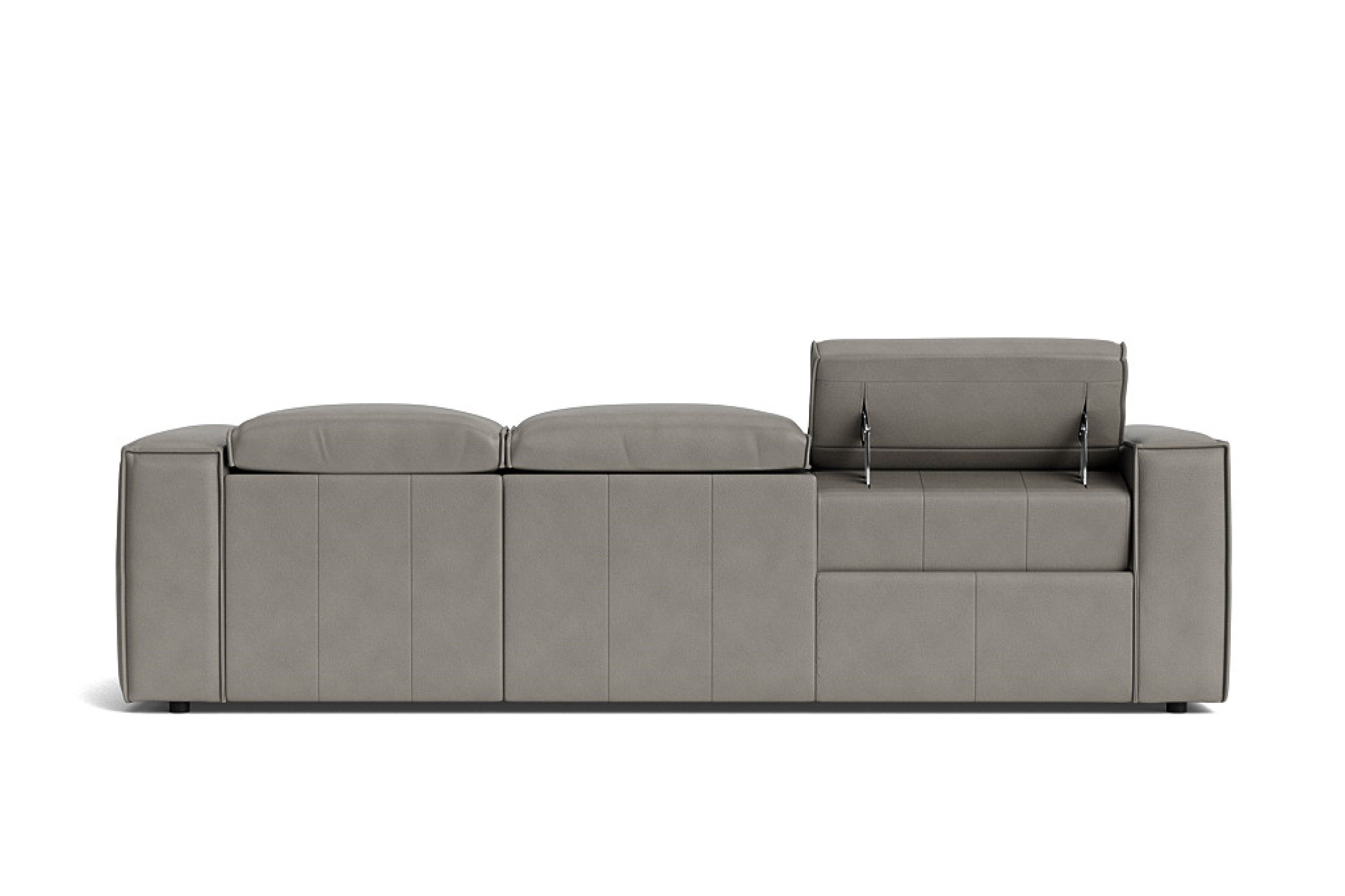 Valencia Emery Leather Sectional Sofa, Recliner Three Seats with Right Chaise, Light Grey