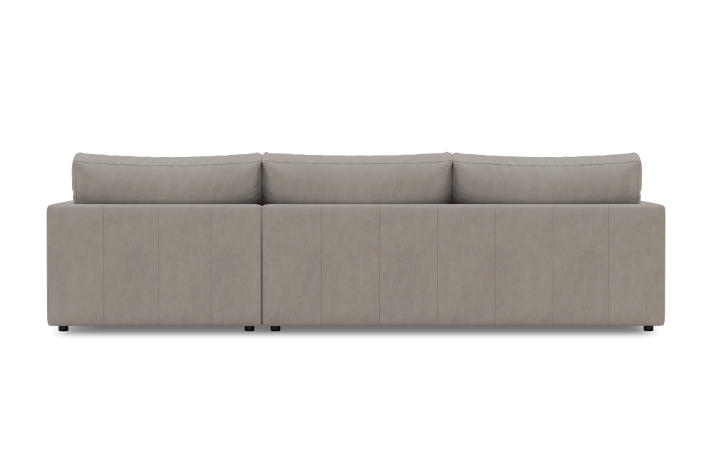 Valencia Serena Leather Three Seats with Right Chaise Sectional Sofa, Light Grey