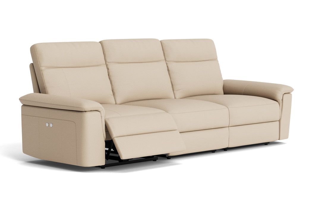 Valencia Heidi Top Grain Leather Three Seats Sofa, Cream