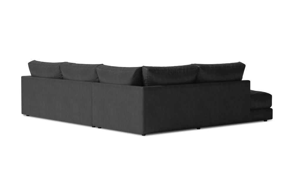Valencia Serena Leather L-shape with Left Chaise Sectional Sofa, Black