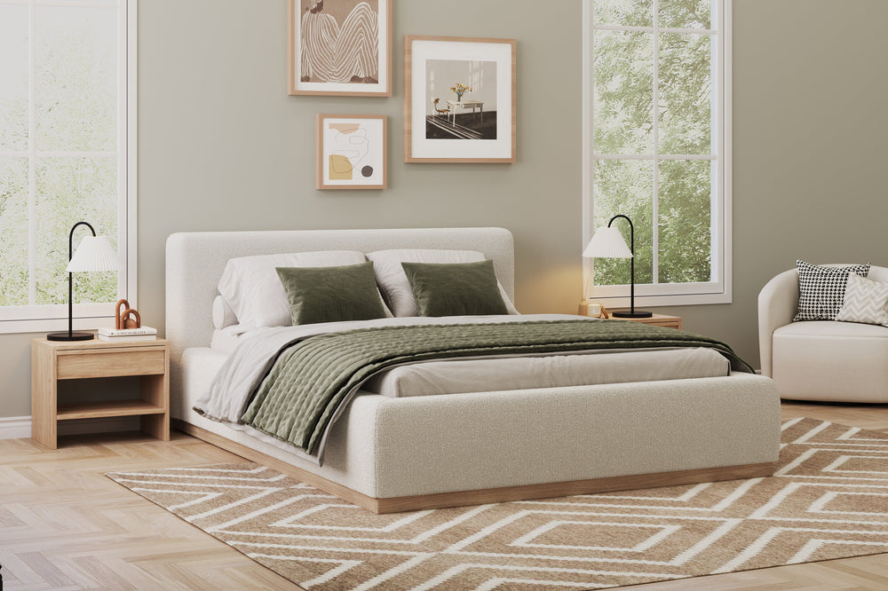 Valencia Gabriella Fabric Upholstered King Size Bed Frame, Cream