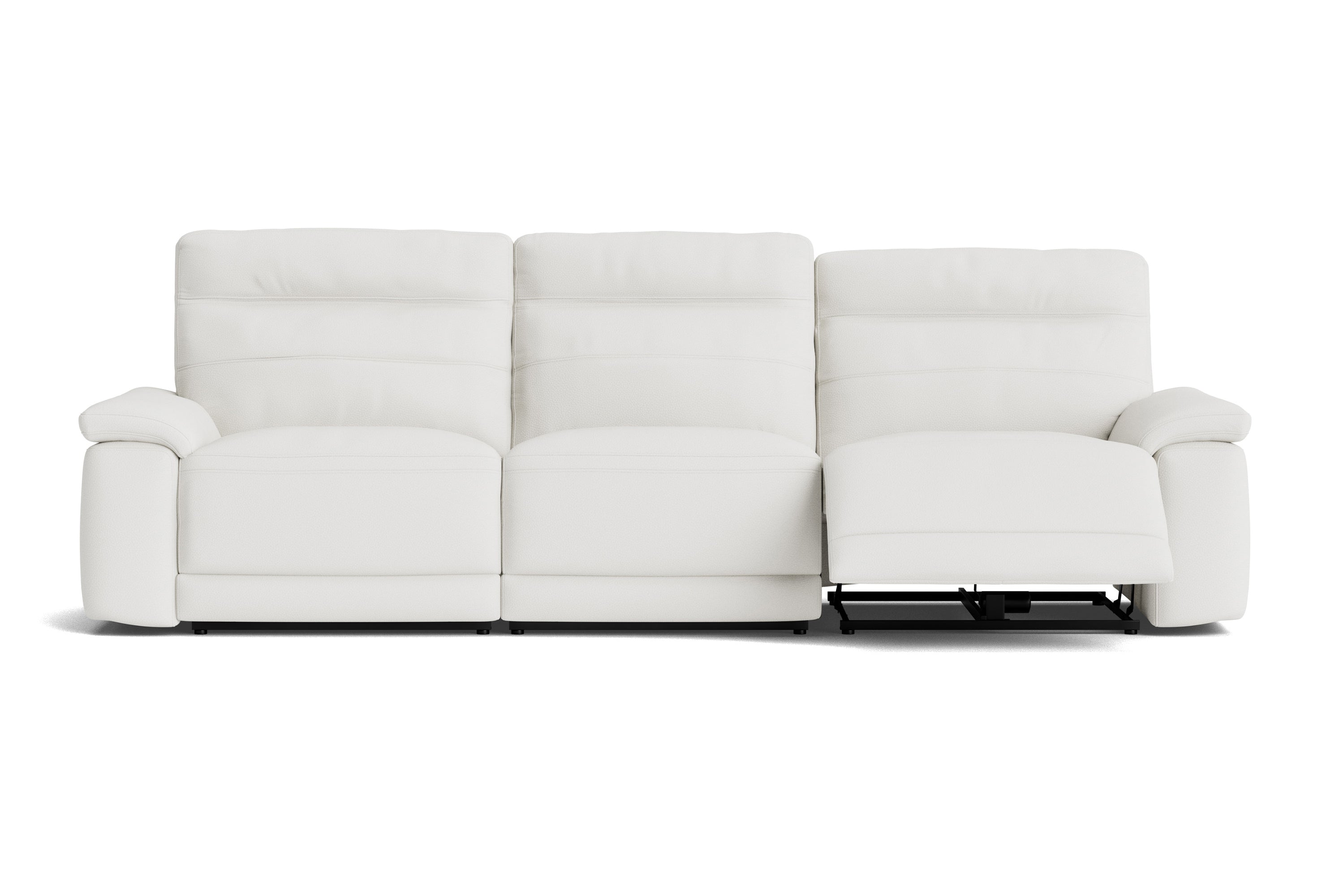 Valencia Vivian Top Grain Leather Three Seats Sofa, Winter White