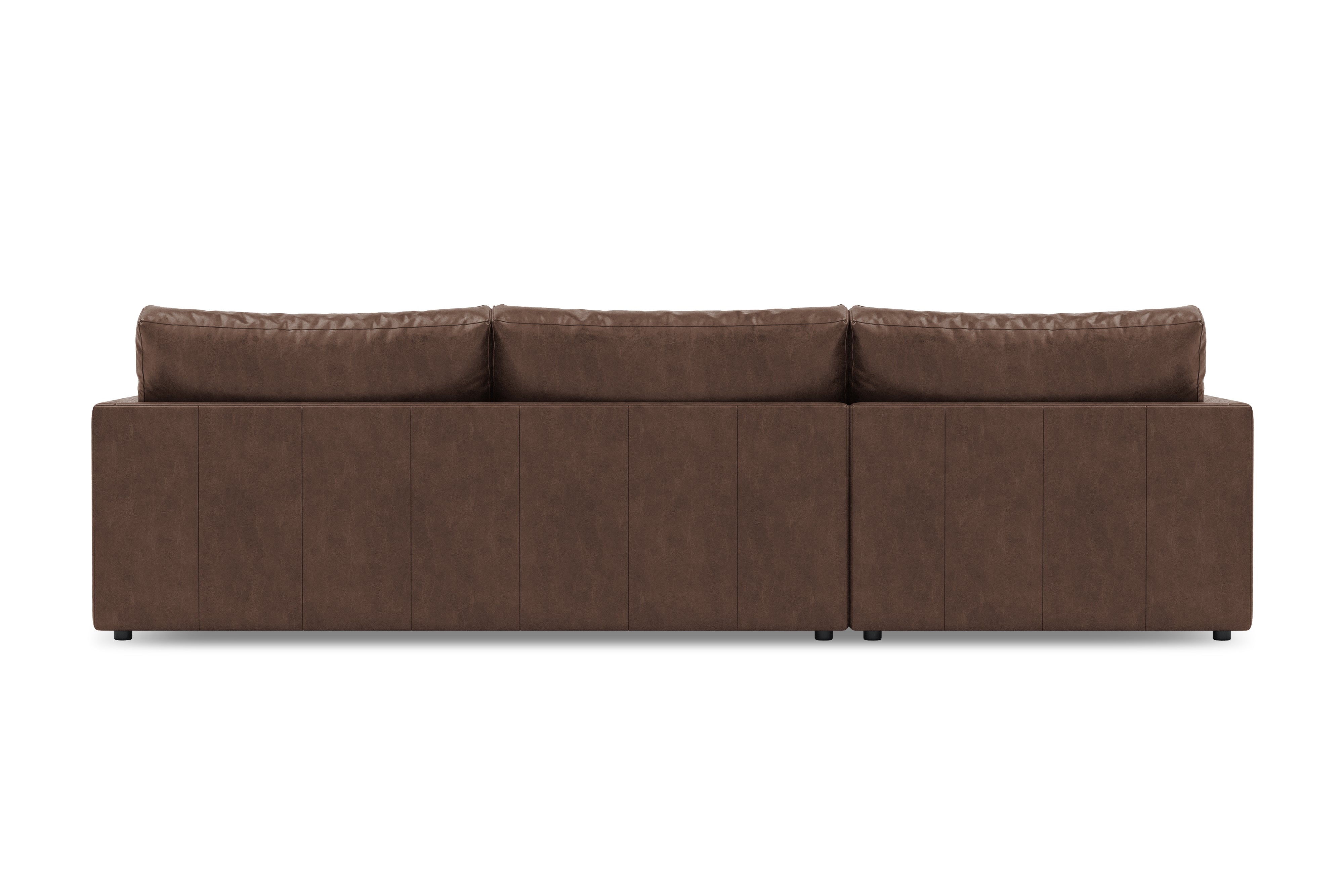 Valencia Serena Leather Three Seats with Left Chaise Sectional Sofa, Brown