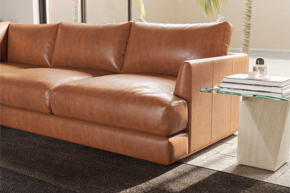 Valencia Serena Leather Three Seats with Left Chaise Sectional Sofa