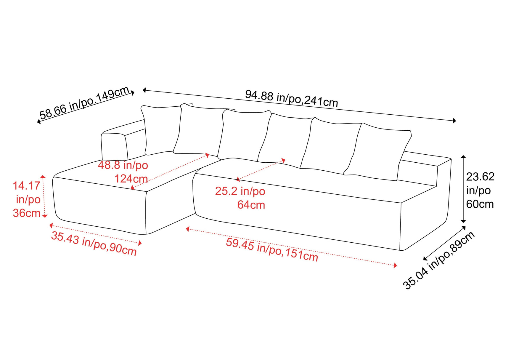 Alexus Corduroy Fabric Sectional Sofa