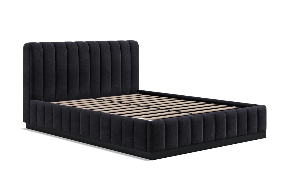 Valencia Reese Velvet Fabric Queen Bed Frame, Dark Navy