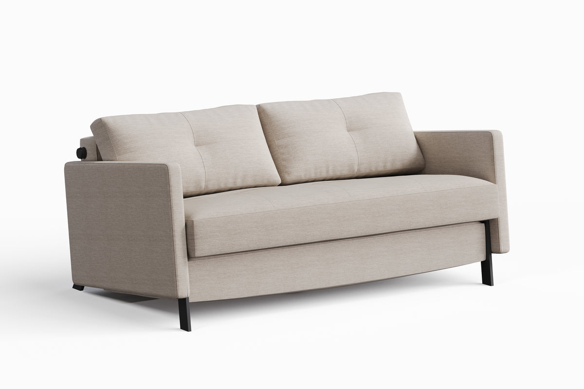 Valencia Marco Fabric Loveseat Sofa Bed-Upholstered Arms, Beige
