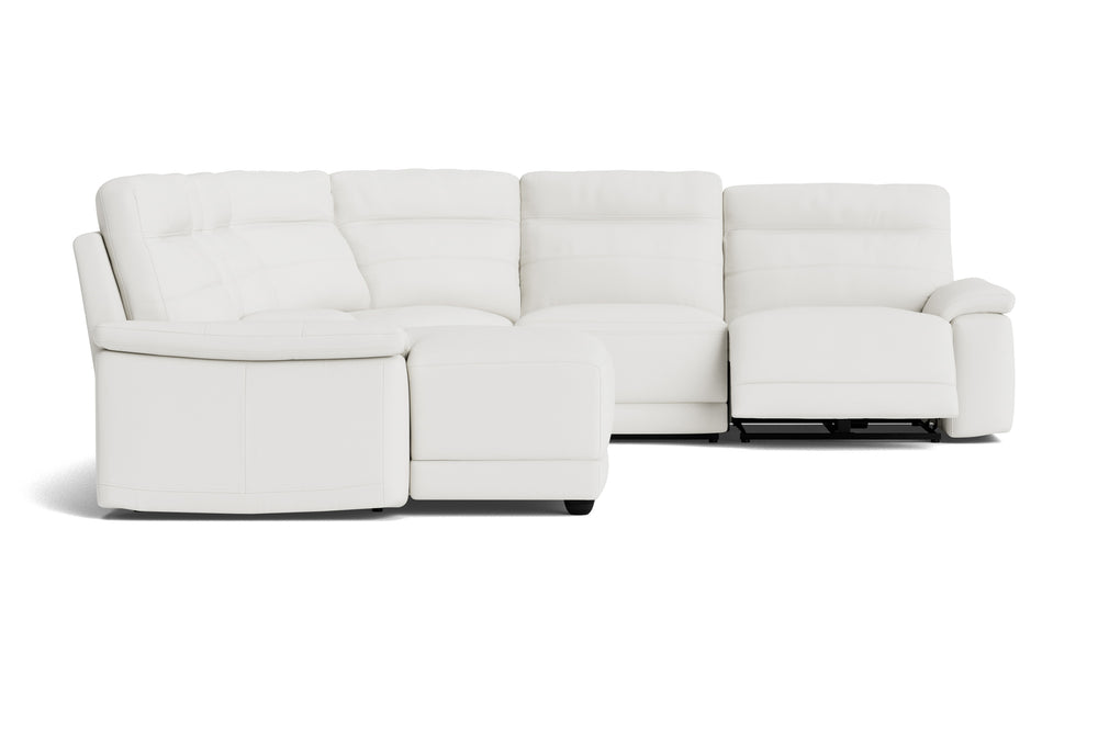 Valencia Vivian Top Grain Leather L-Shape with Console Sofa, Winter White