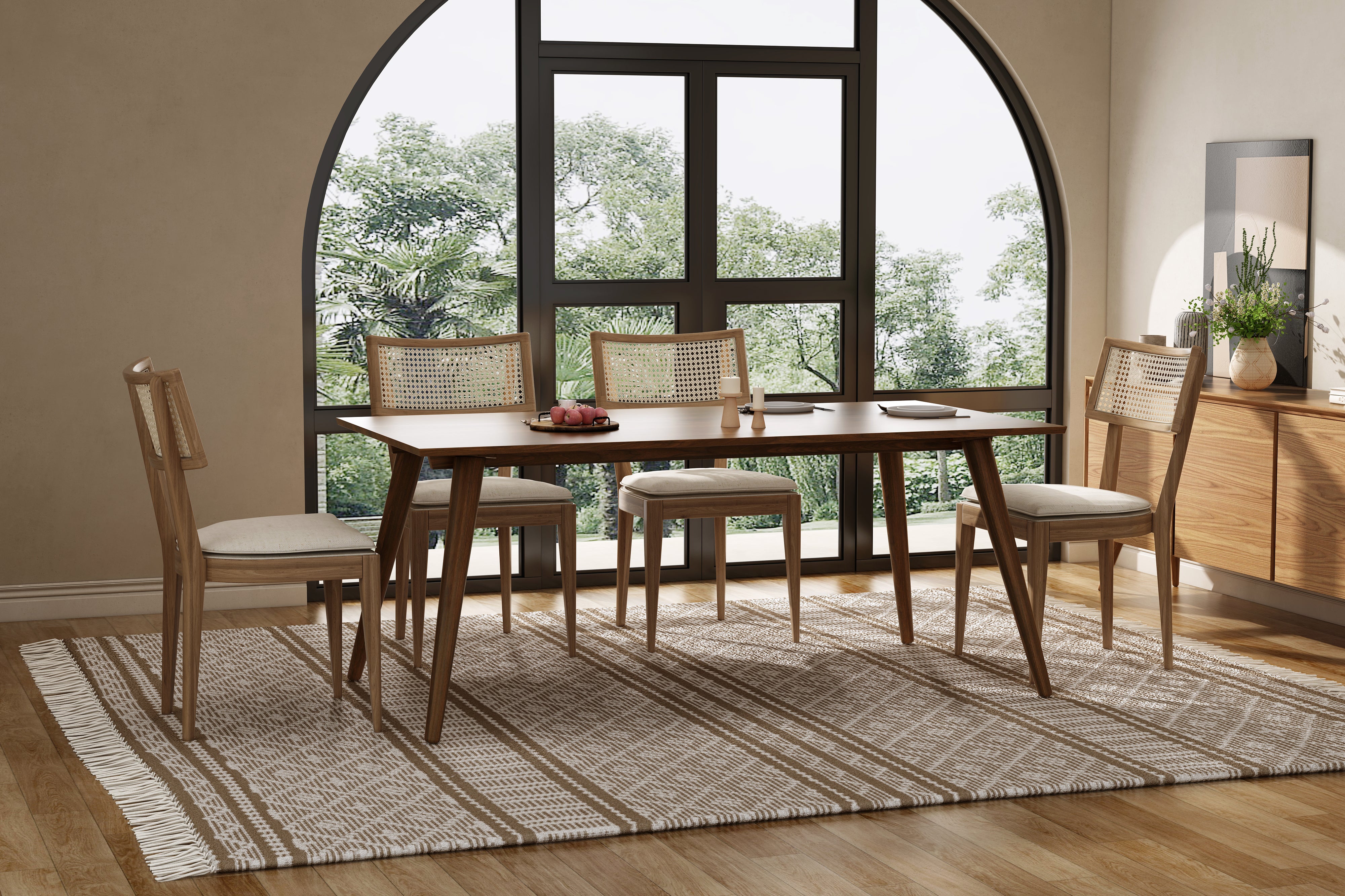 Valencia Alice Mid-Century Modern Dining Table, Walnut Color