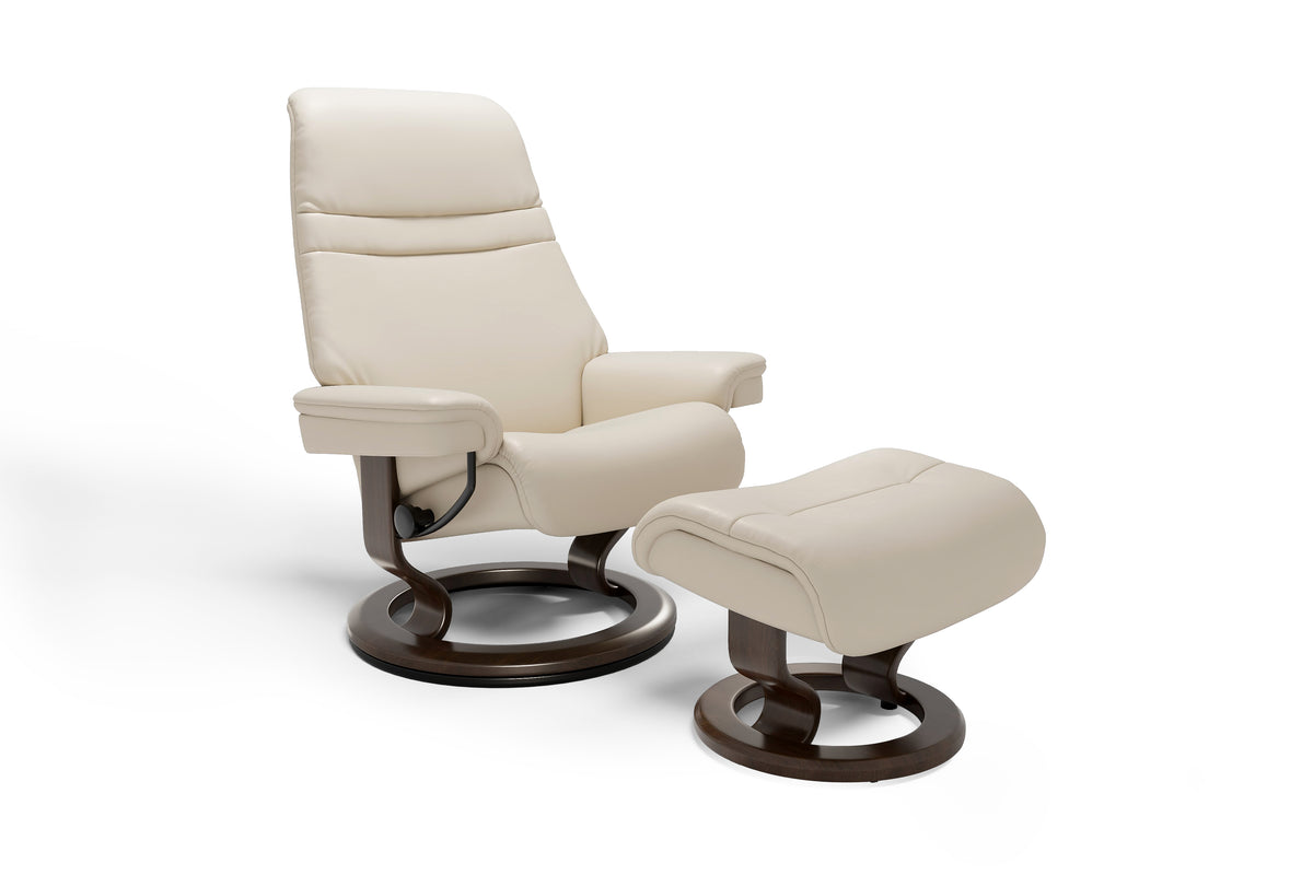 Valencia Massimo Leather Recliner with Ottoman, Beige