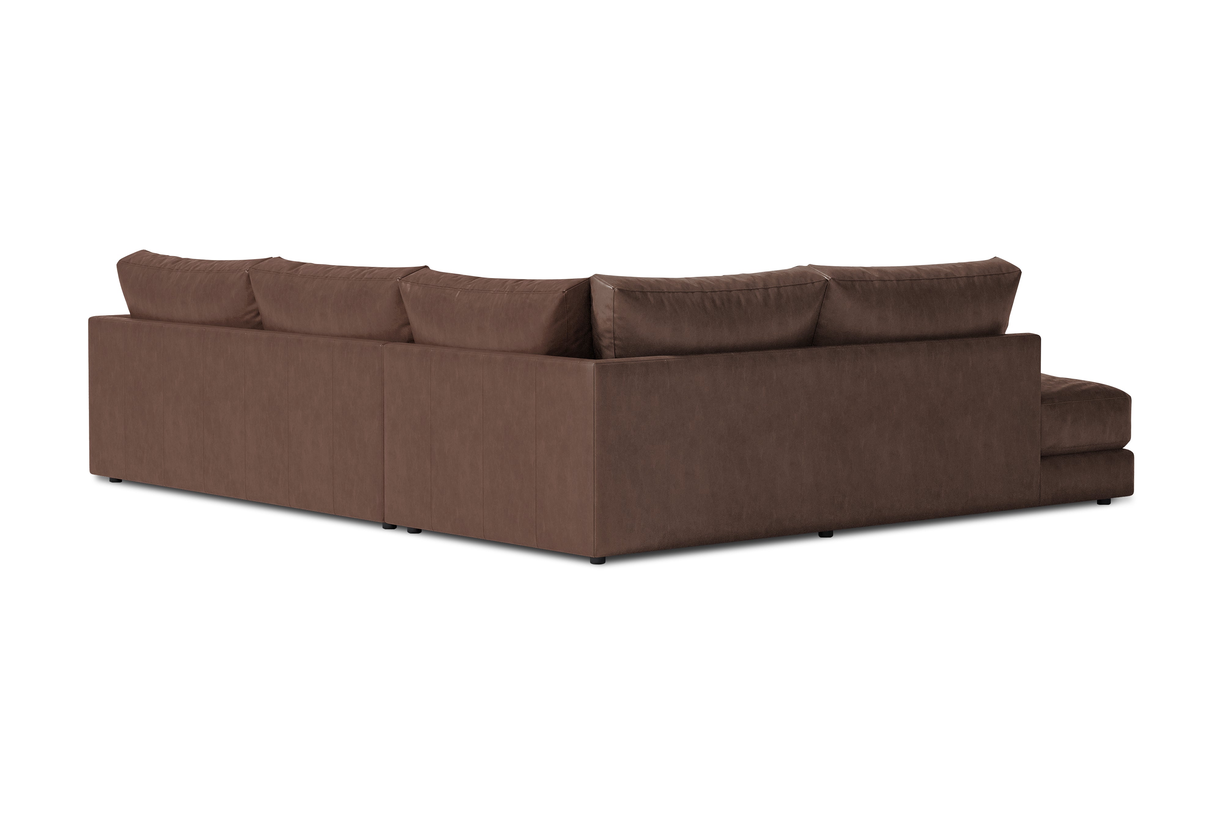 Valencia Serena Leather 2-Piece Left Bumper Chaise Sectional Sofa, Brown