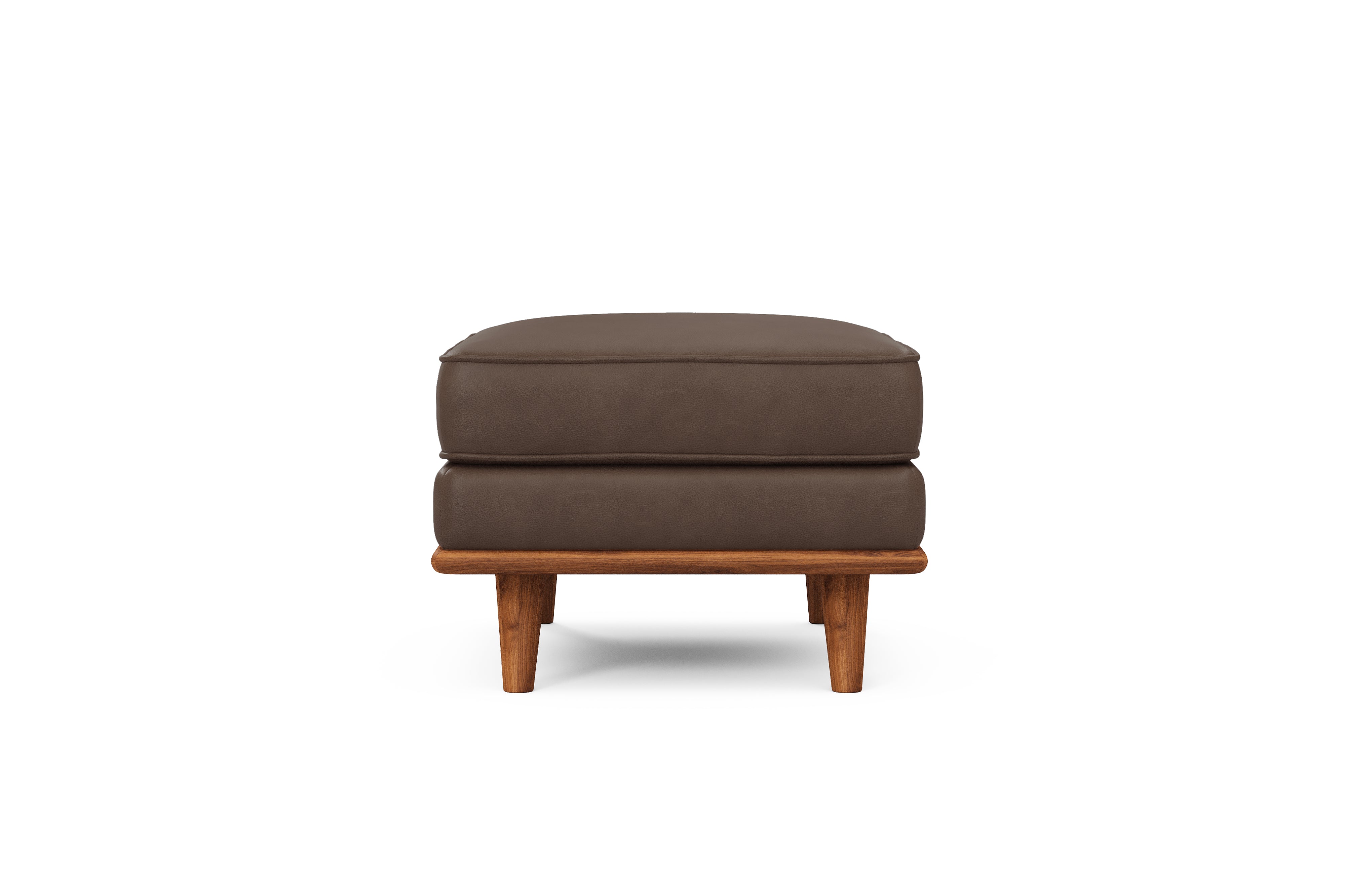 Valencia Artisan Top Grain Leather Ottoman, Chocolate