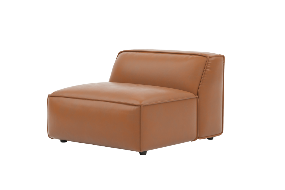 Valencia Nathan Full Aniline Leather Armless Piece, Caramel Brown