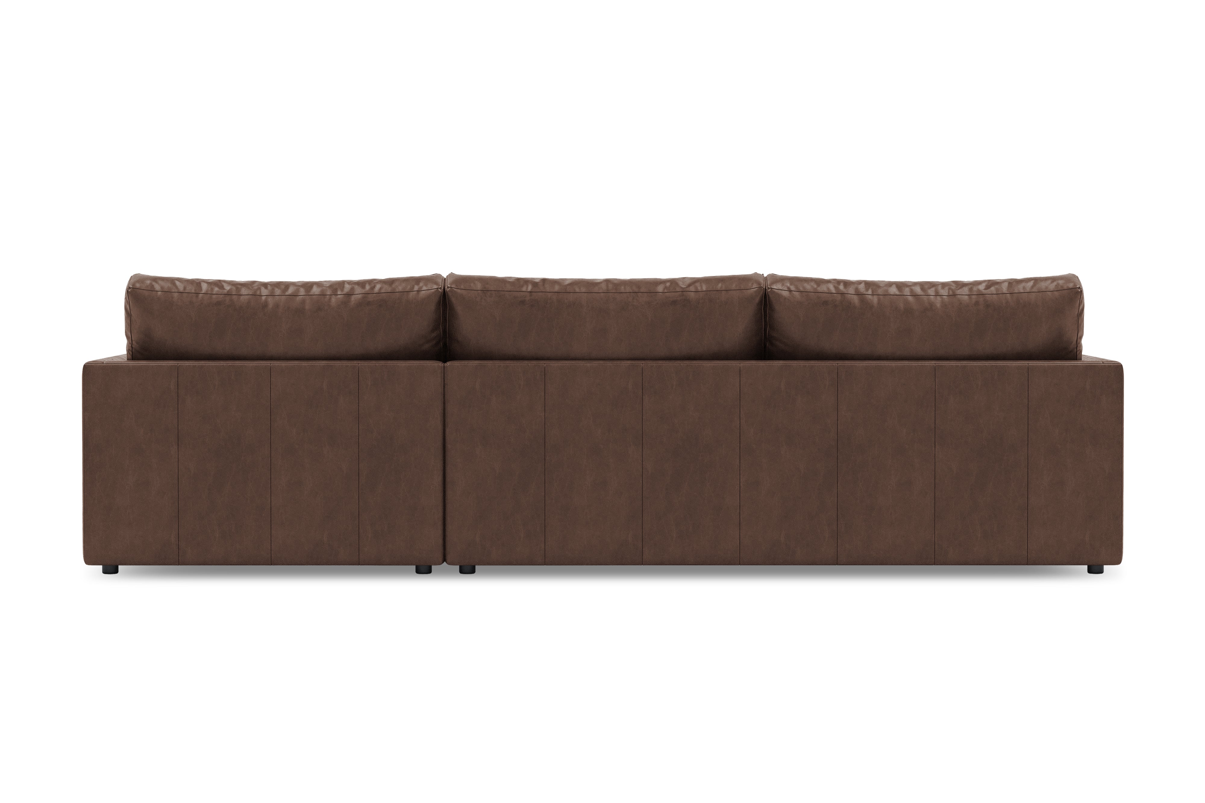 Valencia Serena Leather Three Seats with Right Chaise Sectional Sofa, Brown