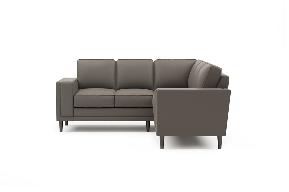 Valencia Scarlett L-shape Corner Leather Sectional Sofa, Grey
