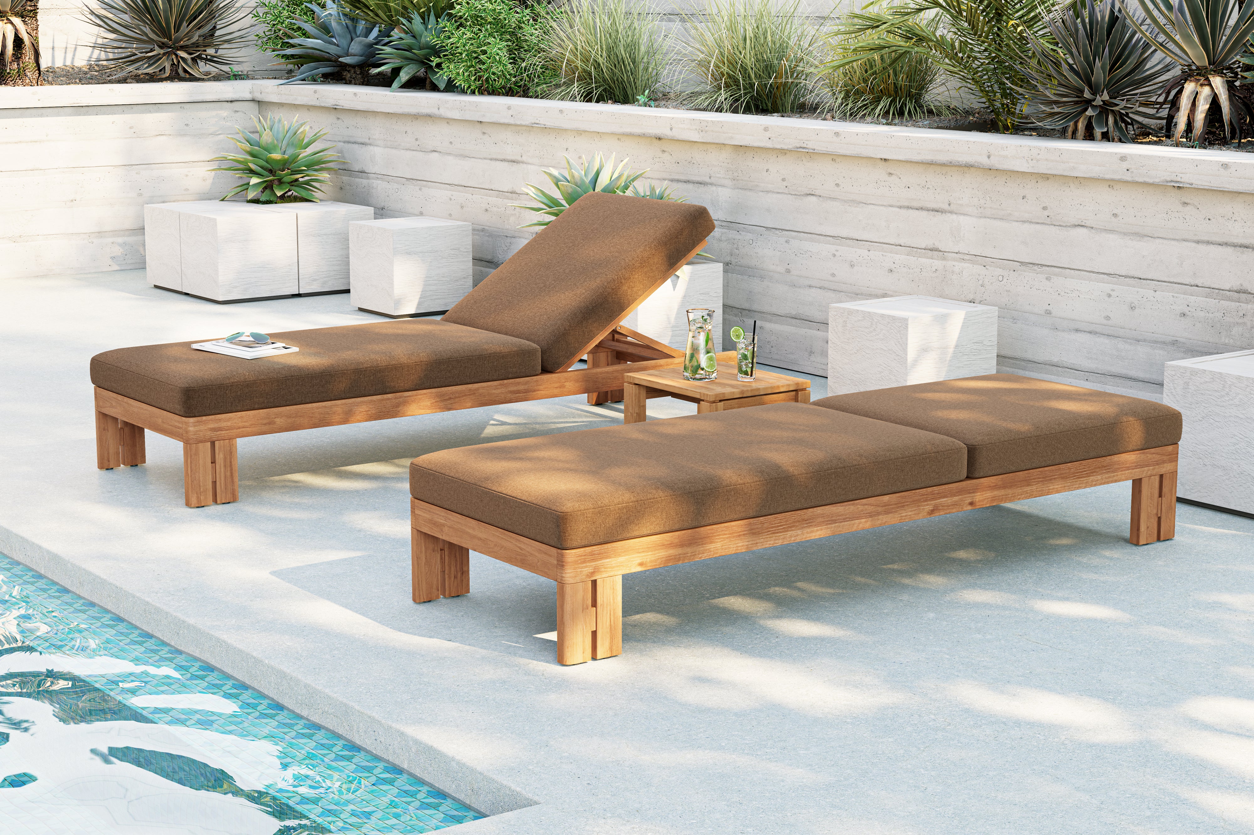 Valencia Roberto Natural Teak Outdoor Chaise, Brown