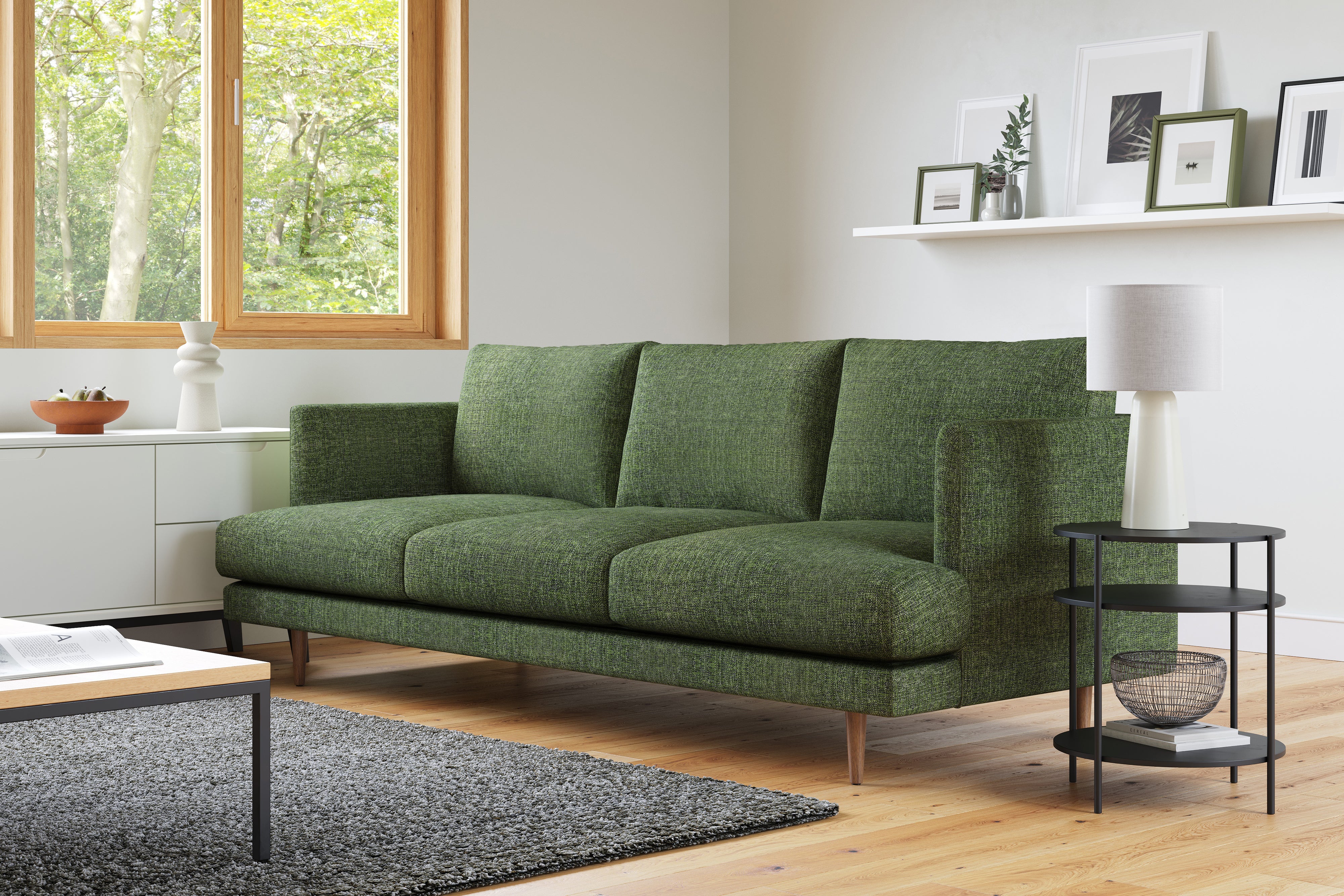 Valencia Bettina Fabric Three Seats Sofa, Forest Green