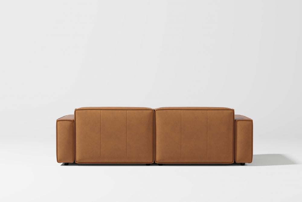Valencia Nathan Aniline Leather Lounge Modular Sofa, Loveseat, Caramel Brown Color