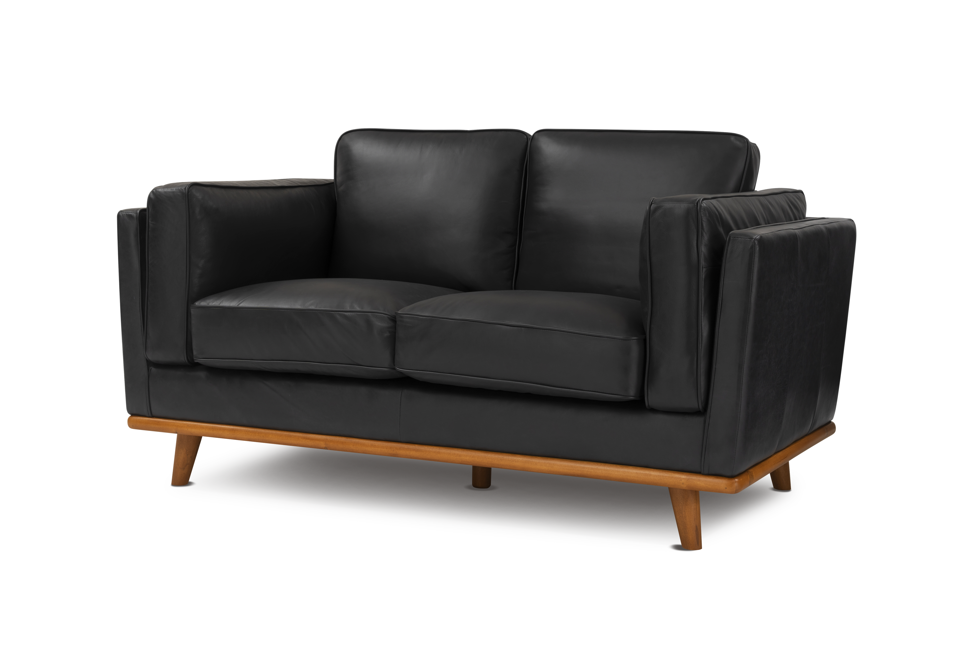 Valencia Artisan Loveseat Leather Sofa, Black