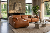 Octavia Distressed Italian Aniline Leather Reclining Corner Sectional Sofa