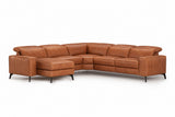 Esther Distressed Italian Aniline Leather Corner Recliner Sectional Sofa