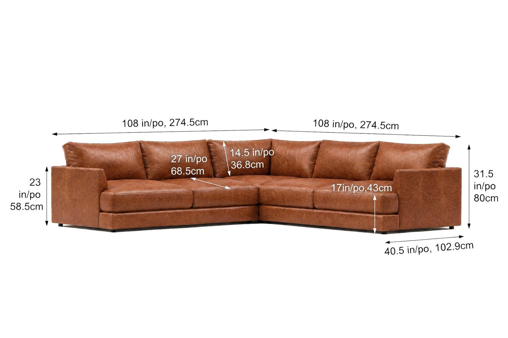 Serena Distressed Leather Corner Sectional Sofa