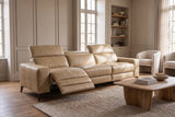 Esther Distressed Italian Aniline Leather Power Dual Recliner Sofa