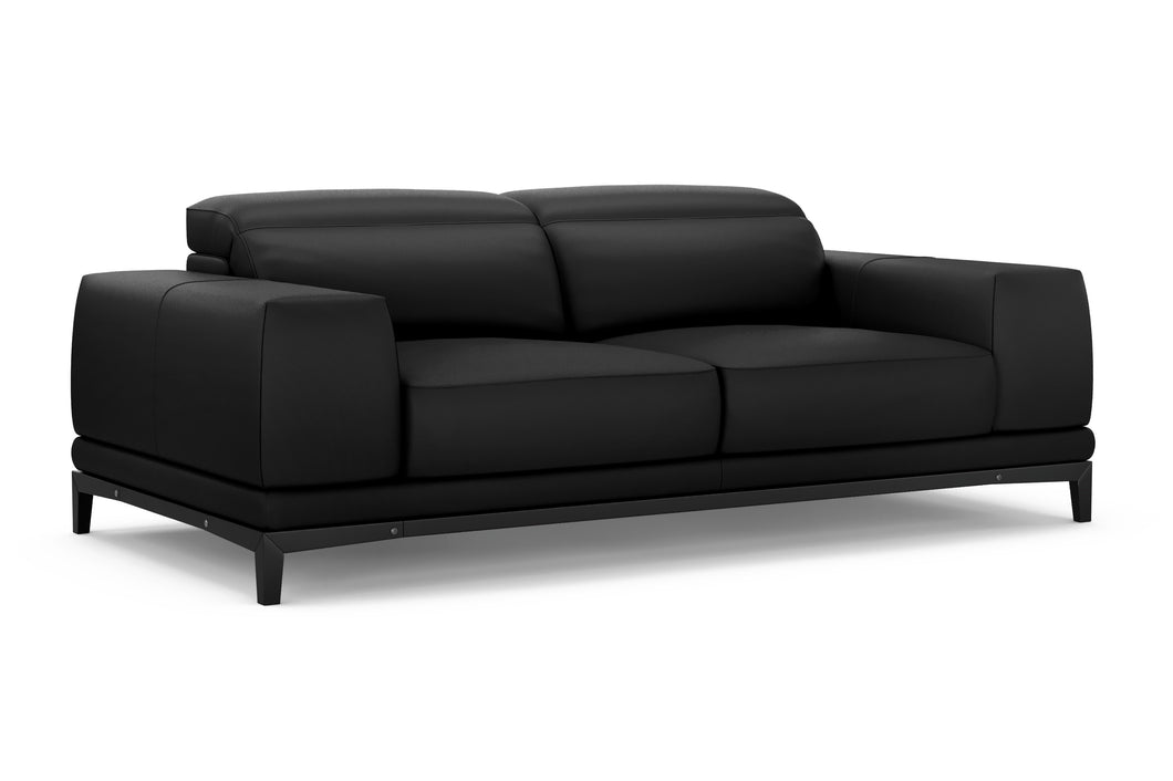 Valencia Valletta Top Grain Leather Loveseat Sofa, Black