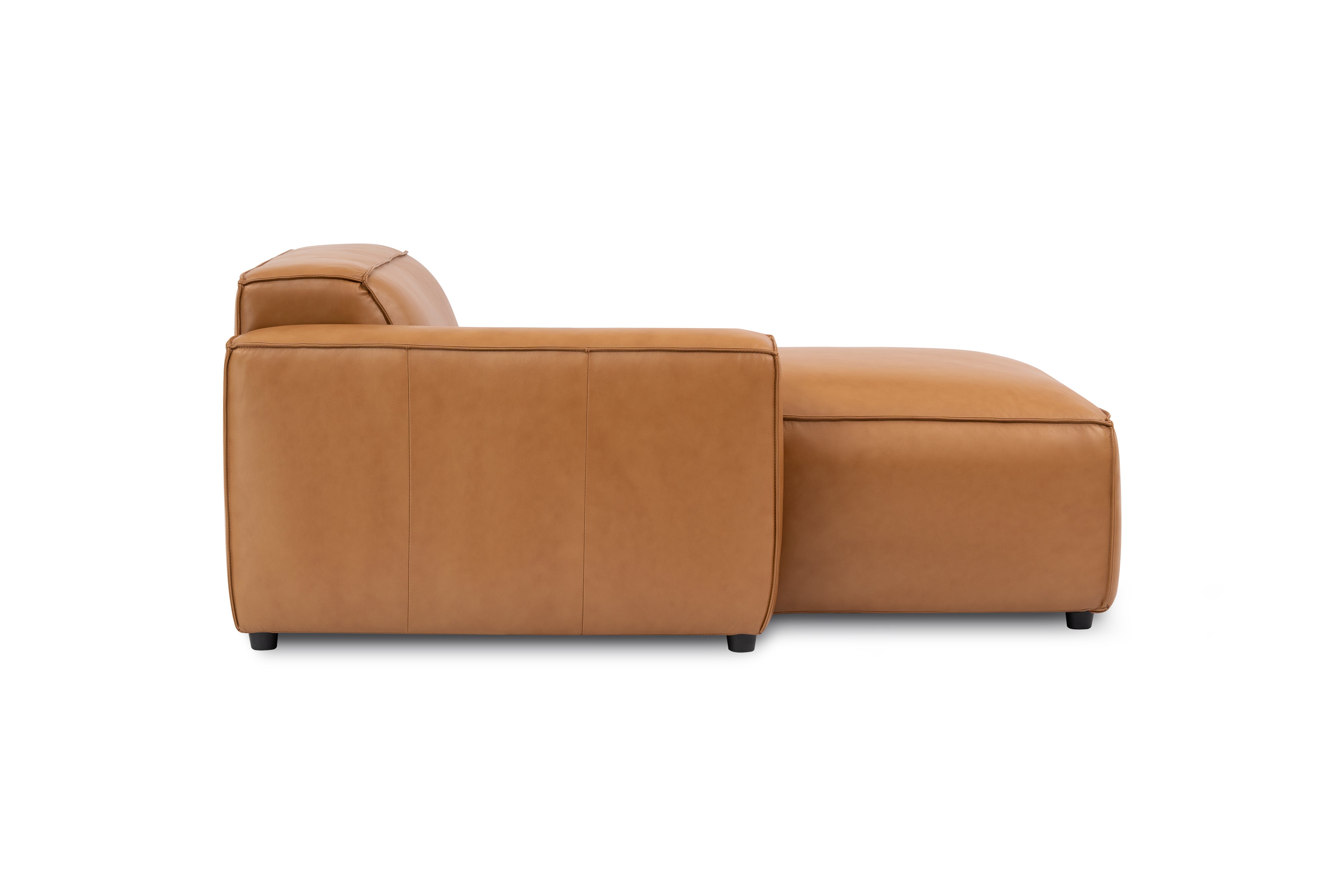 Valencia Nathan Full Aniline Leather Left-Chaise Piece, Caramel Brown