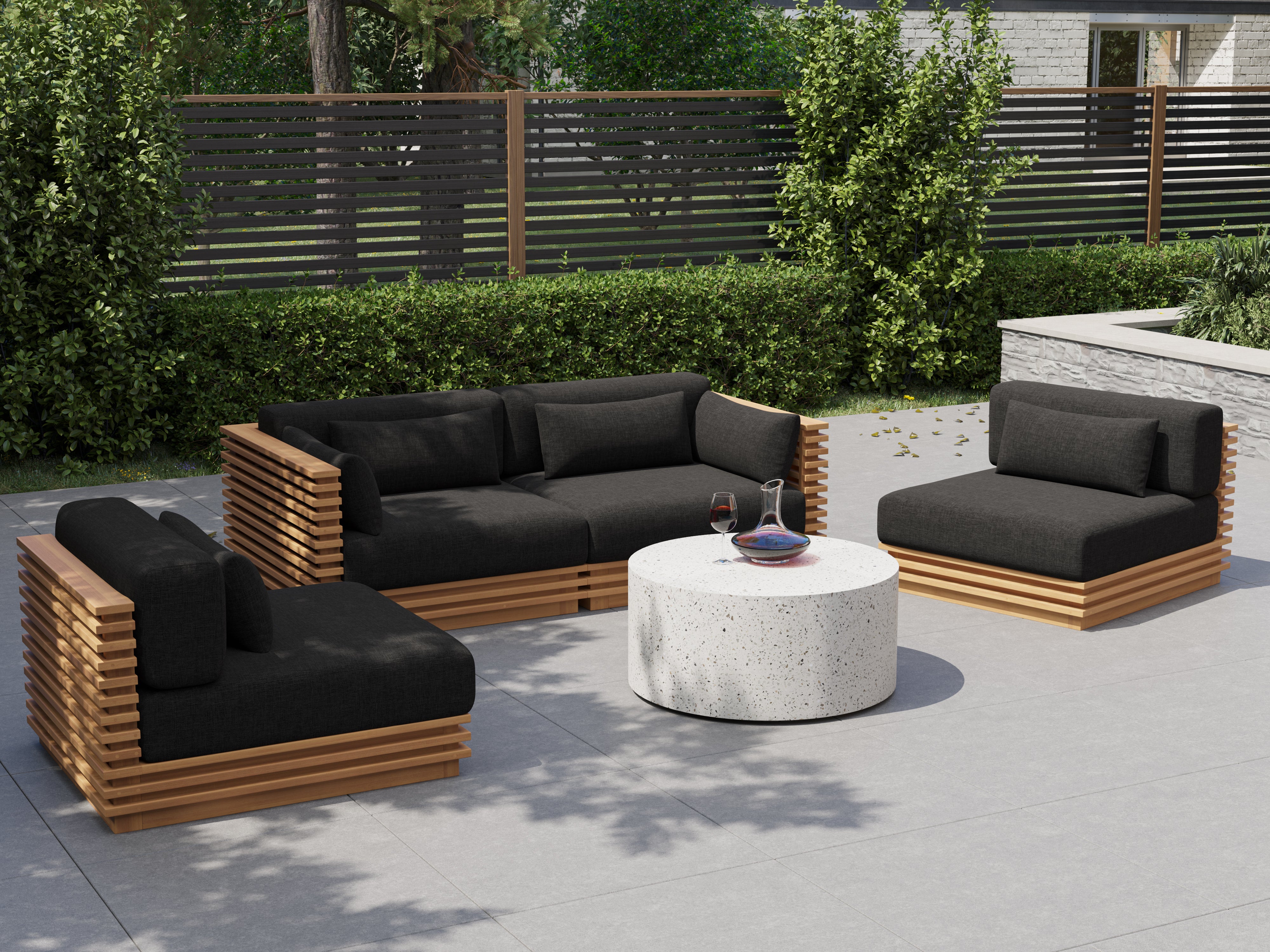 Valencia Elise Fabric Sectional Outdoor Loveseat Sofa, Black