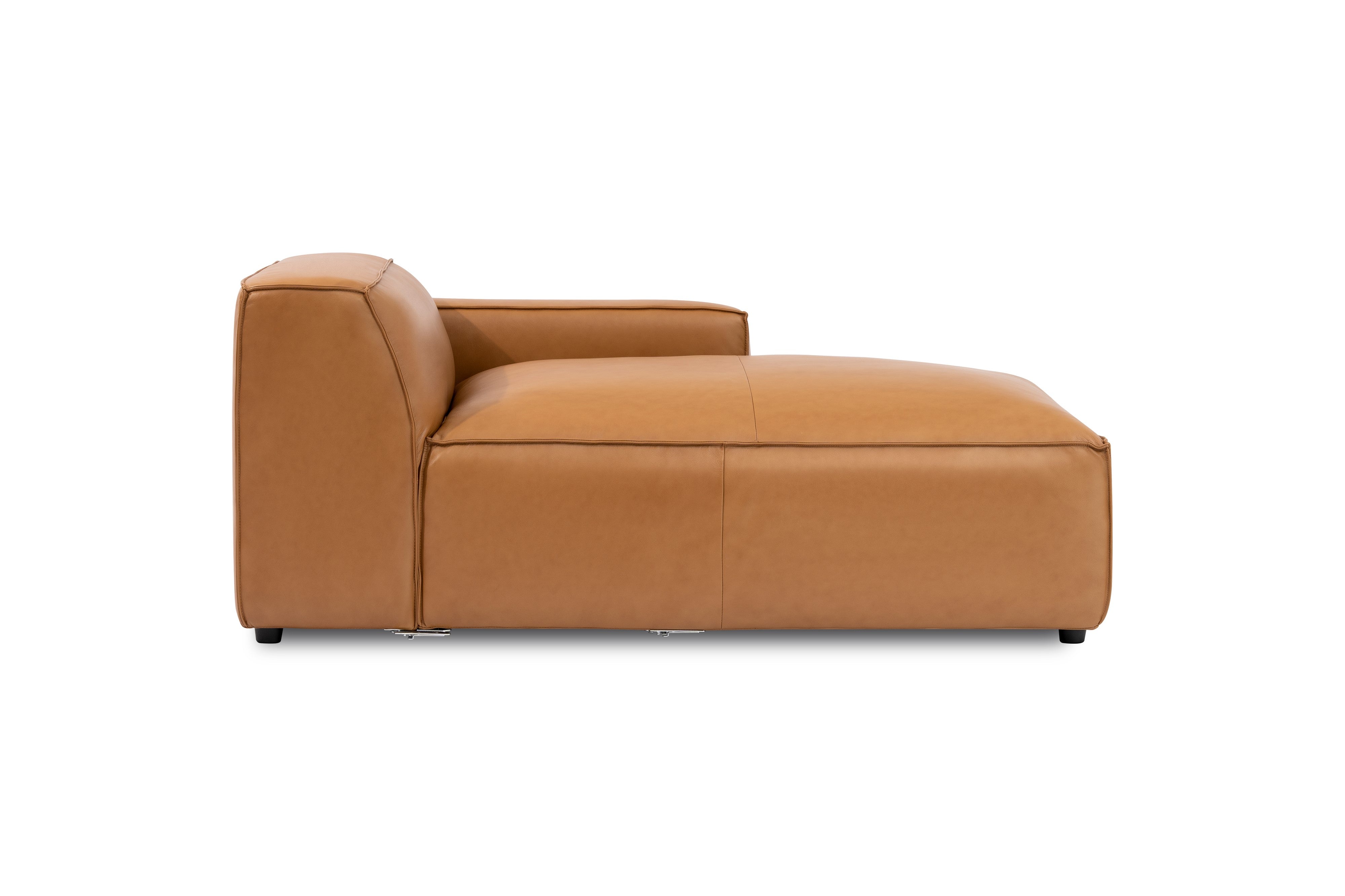 Valencia Nathan Full Aniline Leather Right-Chaise Piece, Caramel Brown