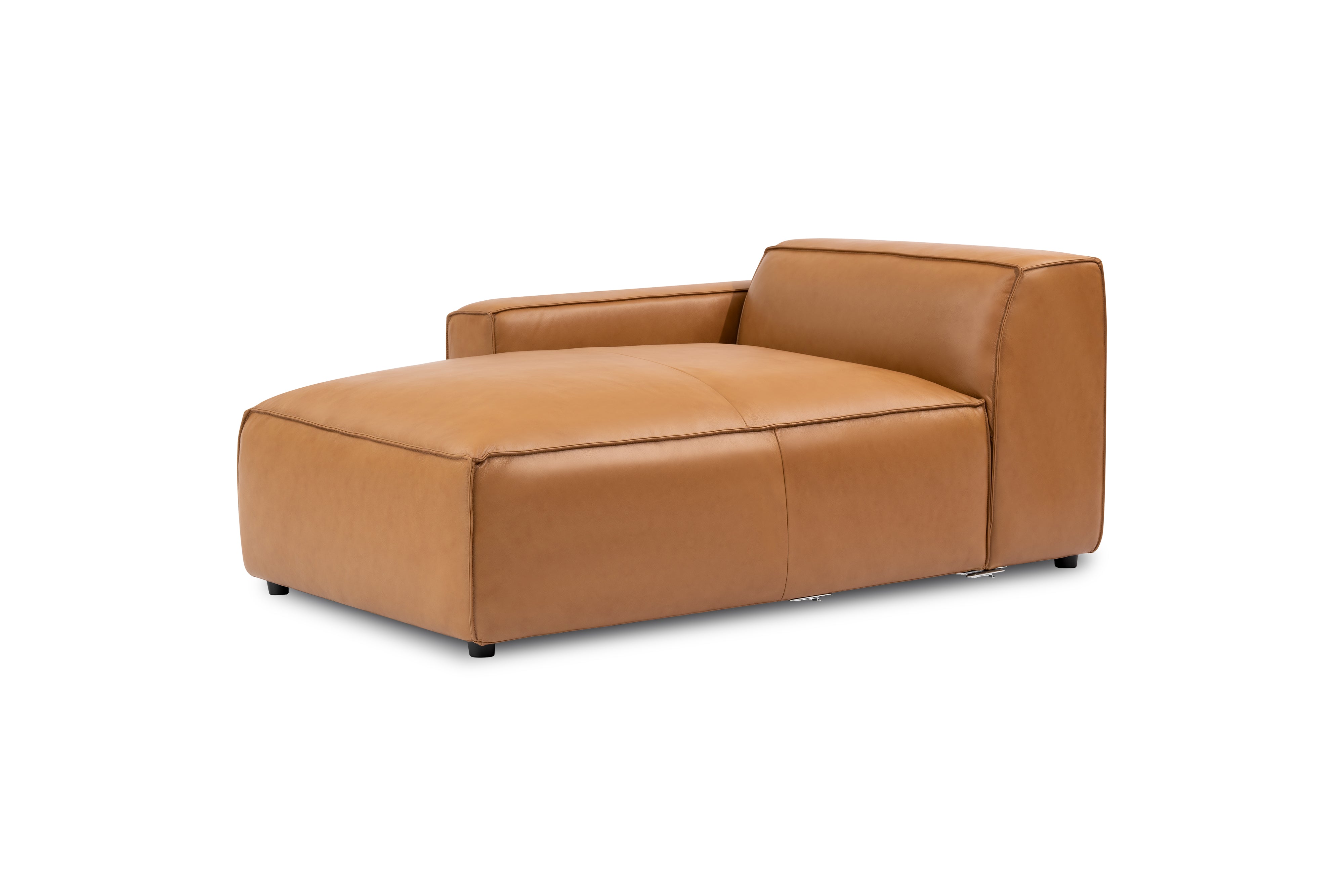 Valencia Nathan Full Aniline Leather Left-Chaise Piece, Caramel Brown