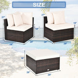 4 Pieces Ottoman Garden Patio Rattan Wicker Furniture Set with Cushion