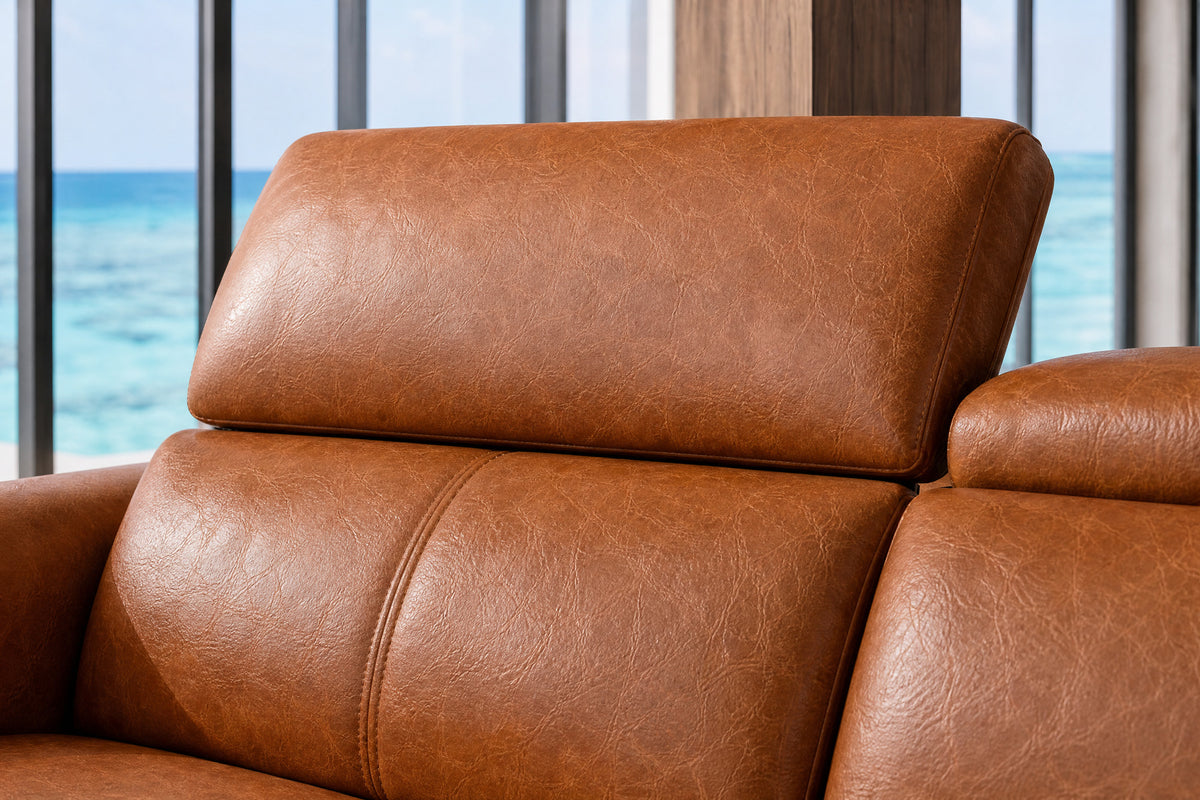 Andria Distressed Italian Aniline Leather Power Reclining Sectional Sofa
